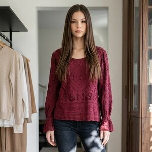 NWT Ultra Pink Boho Embroidered Bell Sleeve Tunic